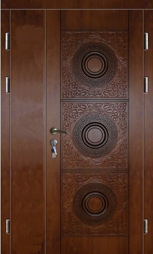 Стальная двустворчатая дверь ДВ-419 из массива и филёнчатого МДФ, цена 84 525  руб.